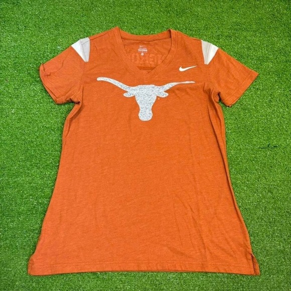 Nike Texas Longhorns Women's Large V-Neck Short Sleeve Shirt Sporty Active - Picture 1 of 7